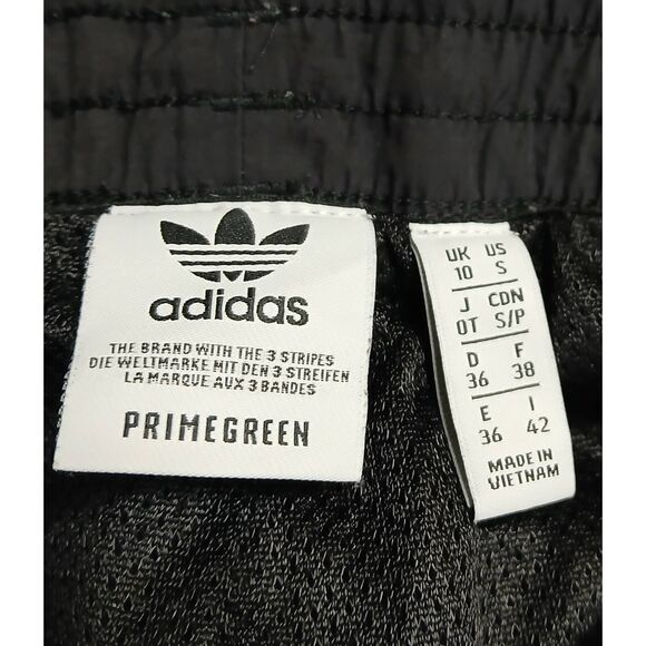 Adidas womens small wind breaker wide leg pants black white stripe baggy - Picture 5 of 10